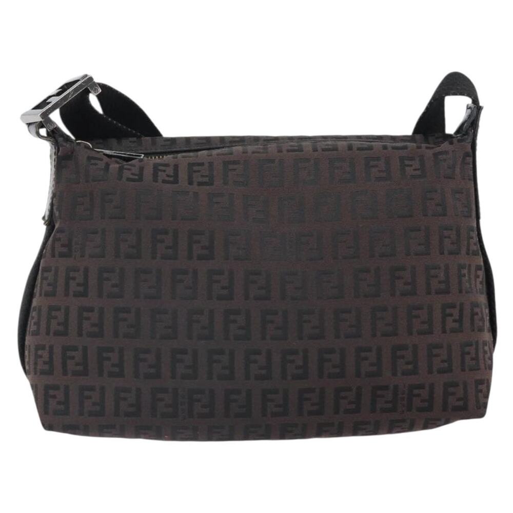 Fendi Zucchino Shoulder Bag Dark Brown